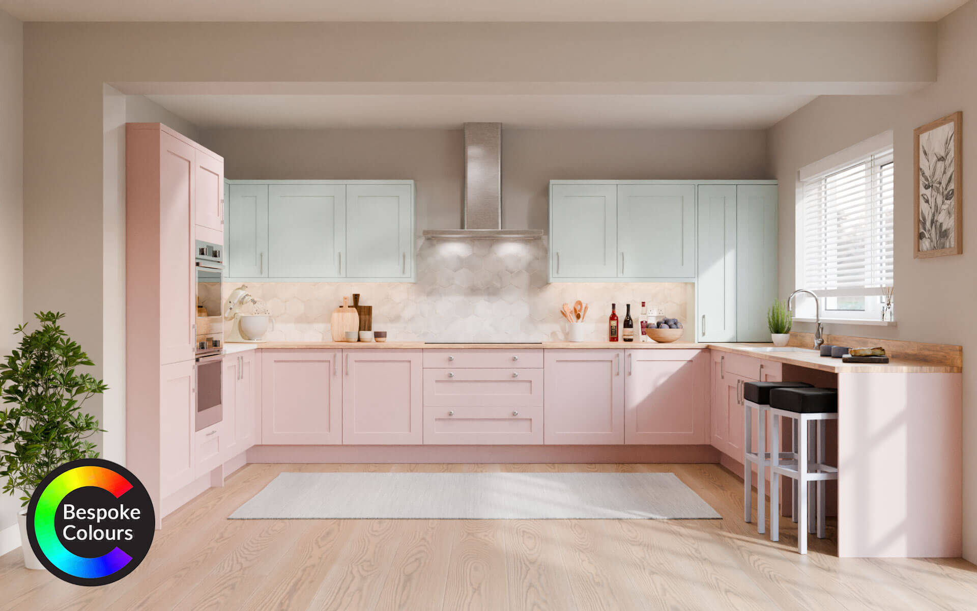 600mm Standard Corner Wall Unit - 300mm Door (Right Blank) (Low) Rivermoor Bespoke W